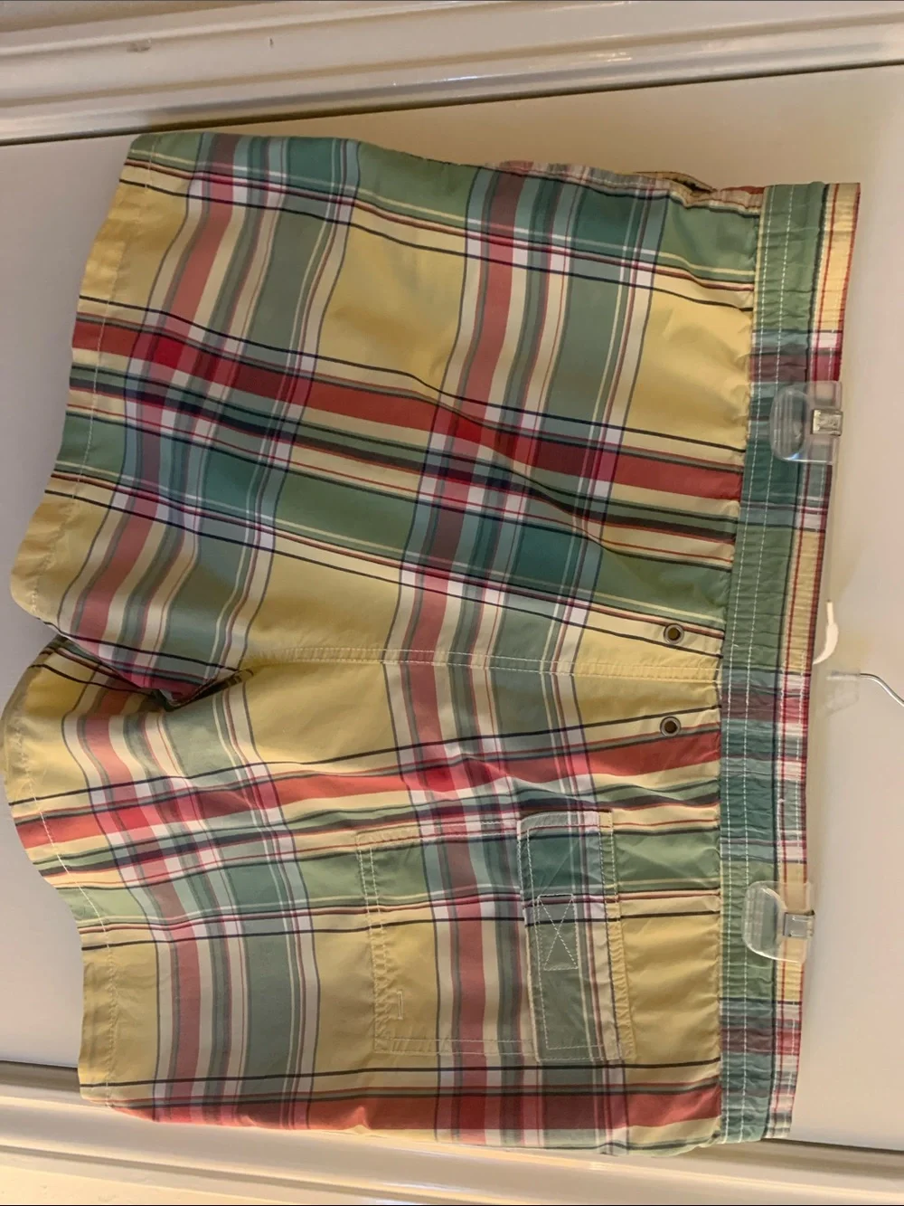 Polo by Ralph Lauren Yellow, Green & Red Plaid Swim Shorts.